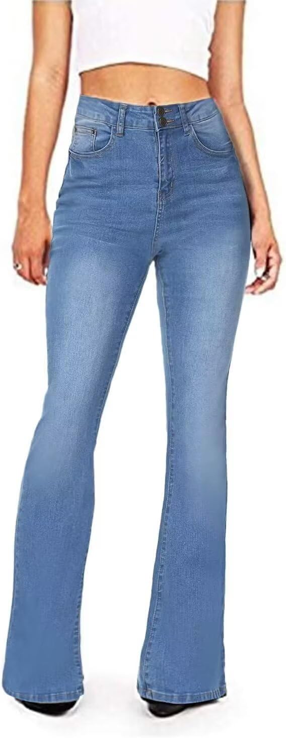 KDF High Waisted Flare Jeans for Women - Stylish Bell Bottoms