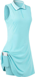 Womens Sleeveless Golf Tennis Dresses with Inner Shorts - Flattering