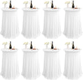 8 Pack White Spandex Round Cocktail Table Skirt 24in x 43in - Wavy