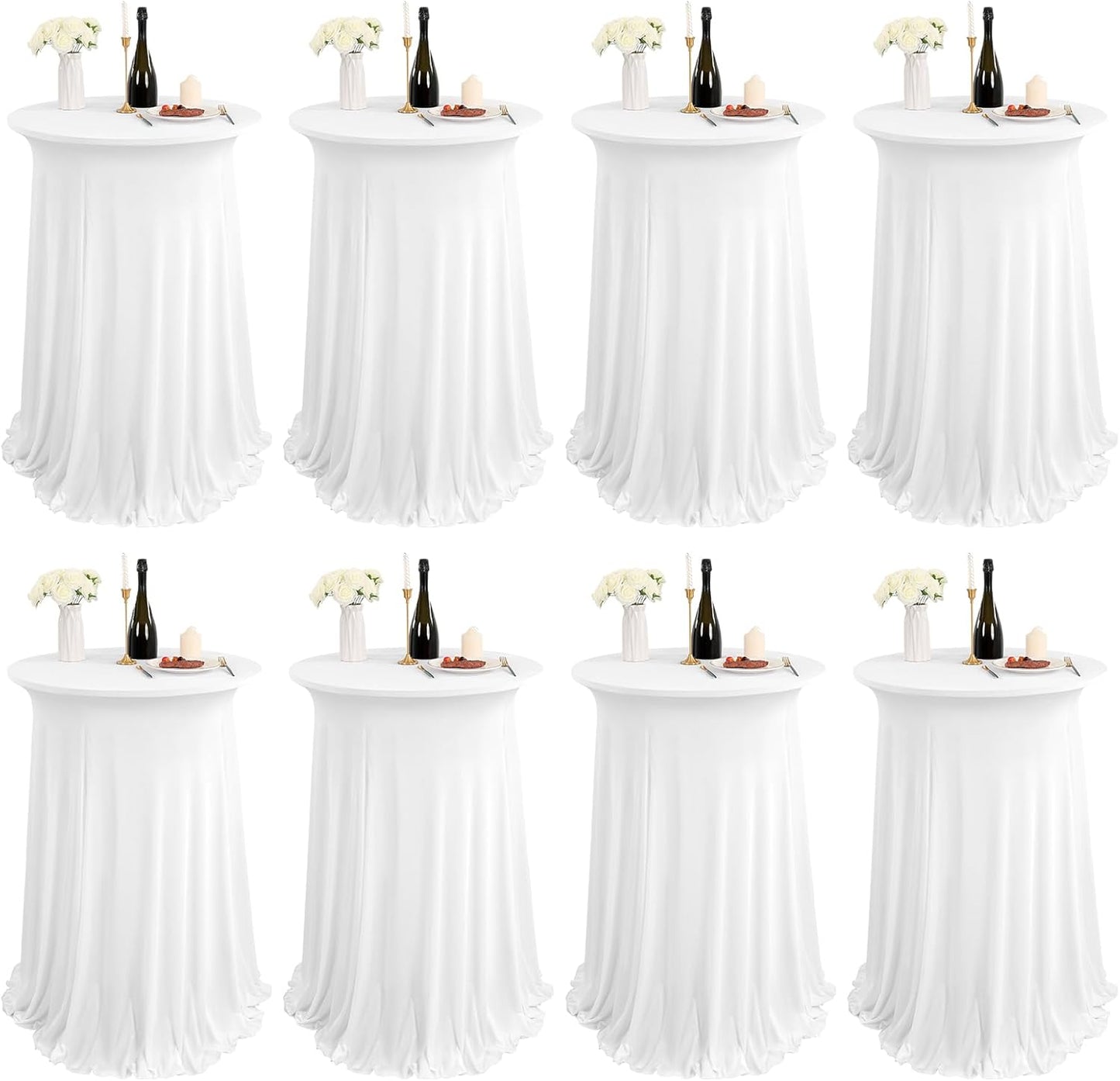 Spandex Round Cocktail Table Skirt Set of 8 for Elegant Events