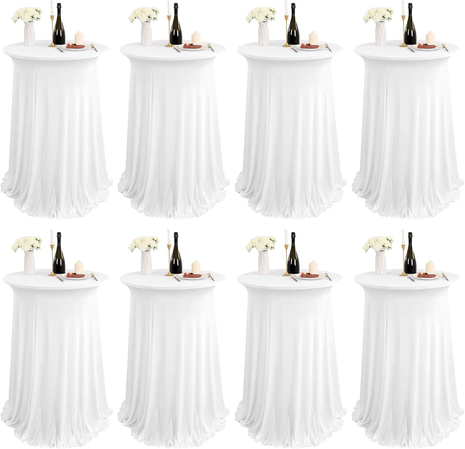 Spandex Round Cocktail Table Skirt Set of 8 for Elegant Events