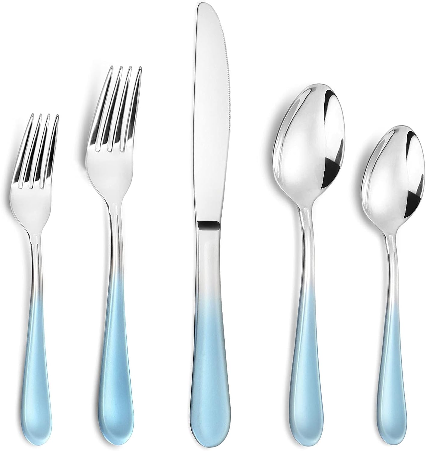 Blue Silverware Set - 20 Piece Stainless Steel Flatware Set