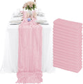 Pink Cheesecloth Table Runner 35x120 in 16 Pack - Boho Wedding Decor