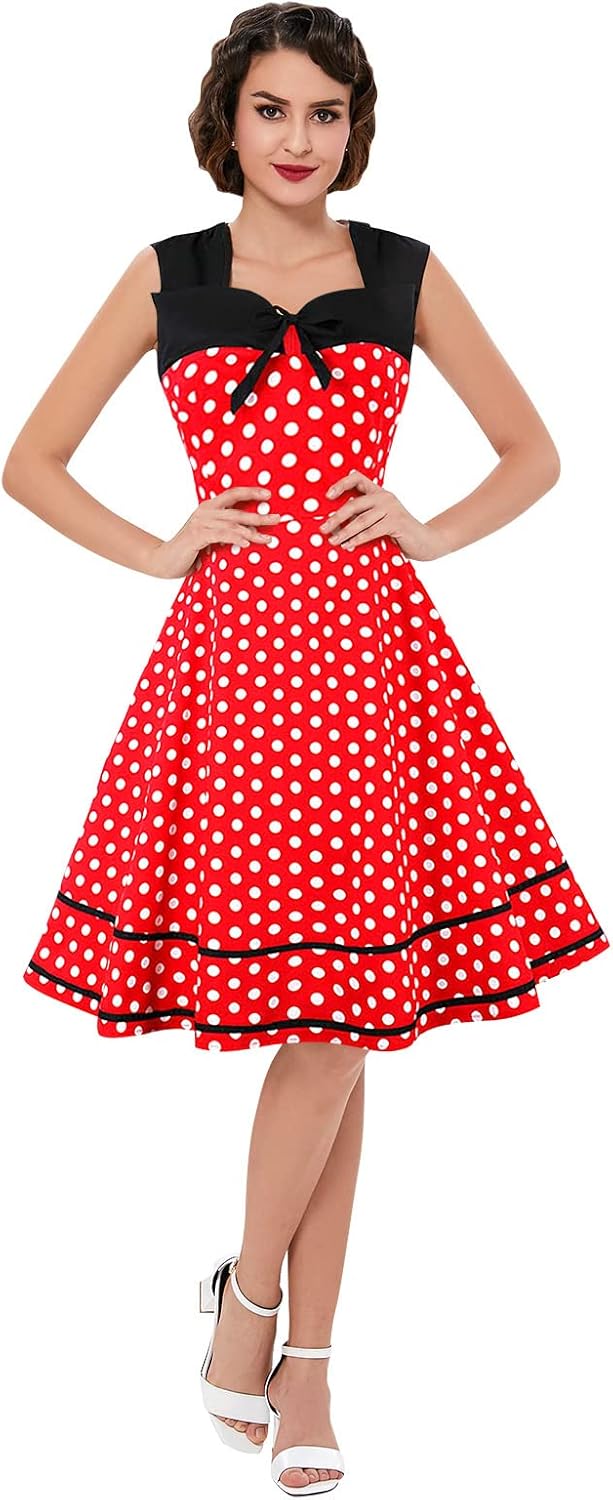 KILLREAL Women's Polka Dot Retro Vintage Cocktail Party Dress