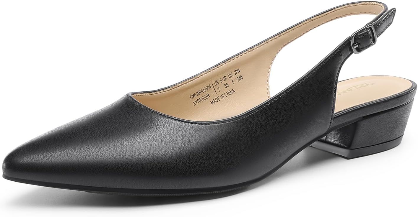 DREAM PAIRS Kitten Slingback Low Block Heels for Women