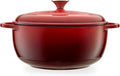 6 qt Enamel Cast Iron Dutch Oven in Red - Reliable Heat Retention