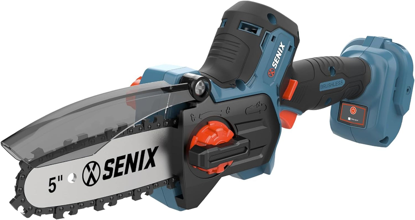 SENIX 20V 5in Mini Electric Chainsaw for Effortless Trimming