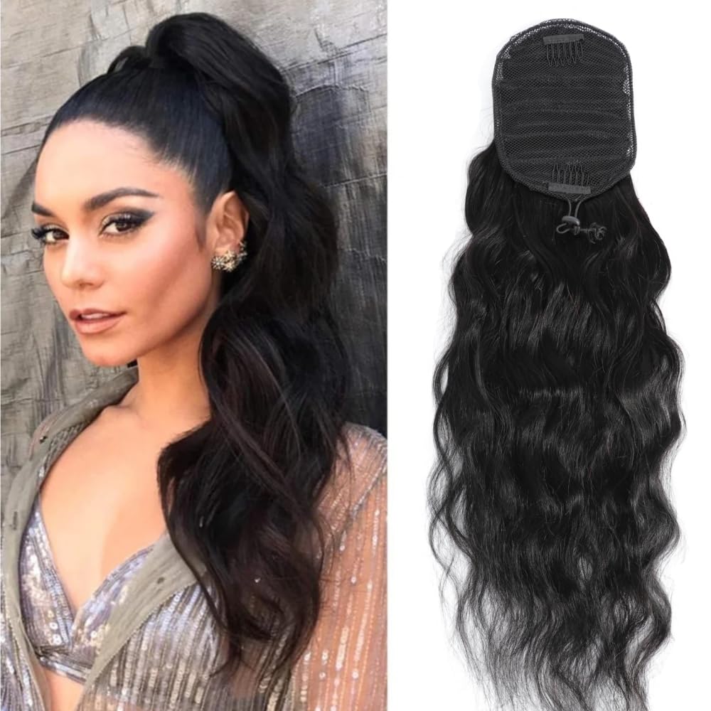 LUMIERE Drawstring Human Hair Ponytail for Black Women 16 in
