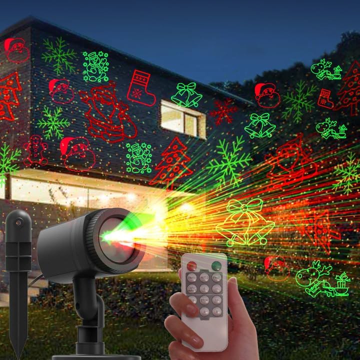Remote Control Christmas Projector Lights: 12 Holiday Patterns