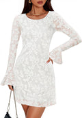 ZESICA Fall Mini Dresses for Women 2025 Long Sleeve Floral Mesh