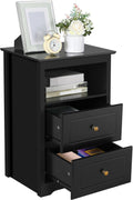 Tall Nightstand with 2 Drawers and 1 Cubby - Compact Storage