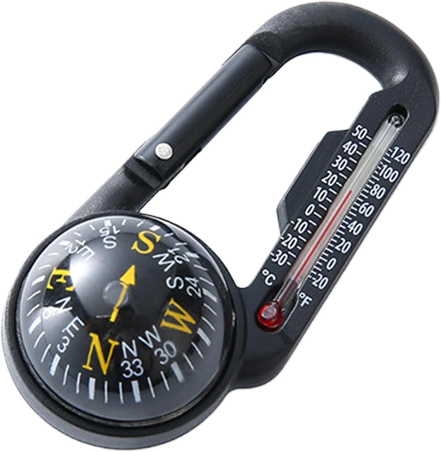 Compact Hiking Compass with Thermometer Keychain