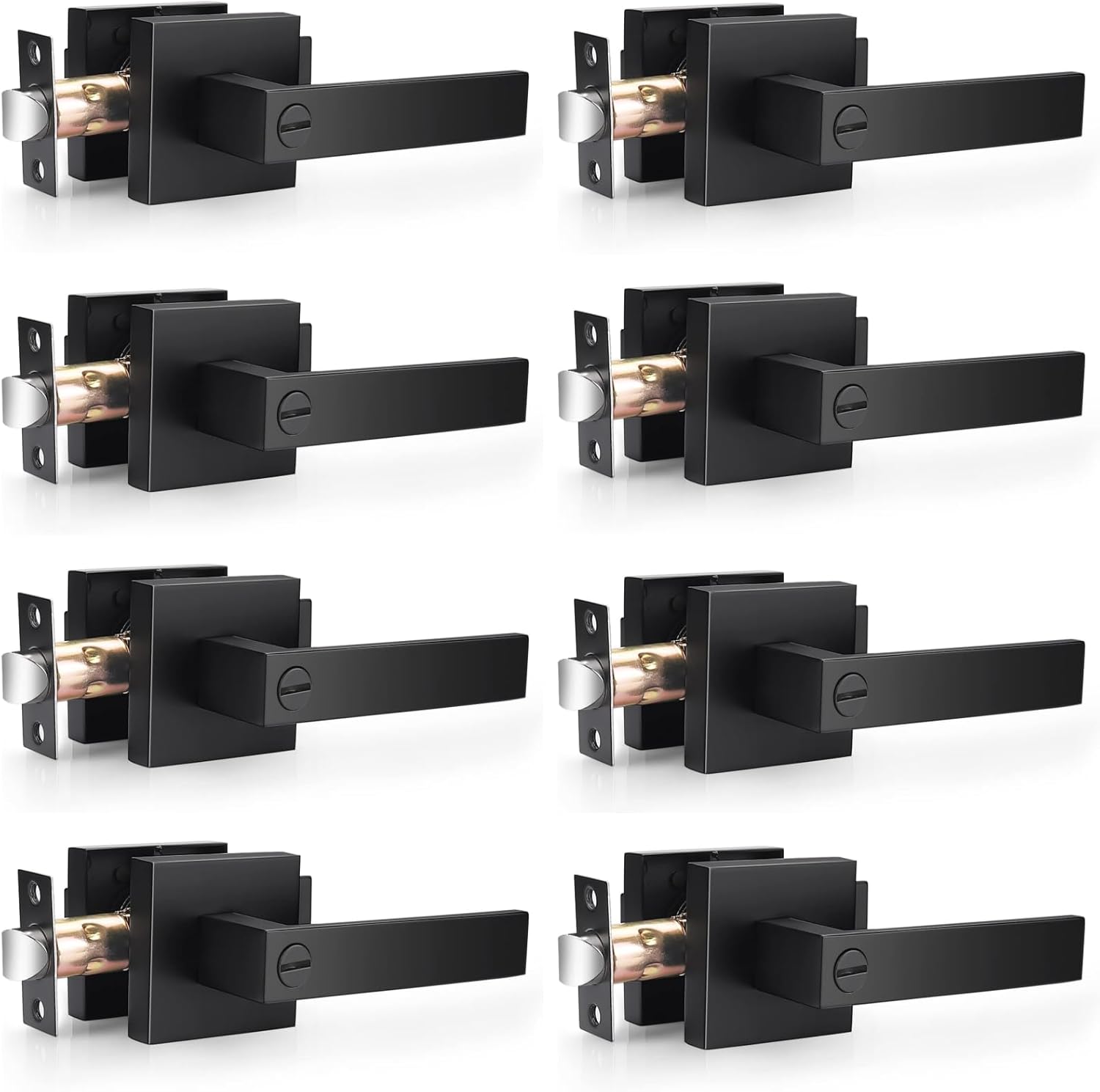 Probrico Square Privacy Door Levers Locksets in Matte Black Finish