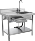 Stainless Steel Utility Sink 39.5ft Free Standing Single Bowl