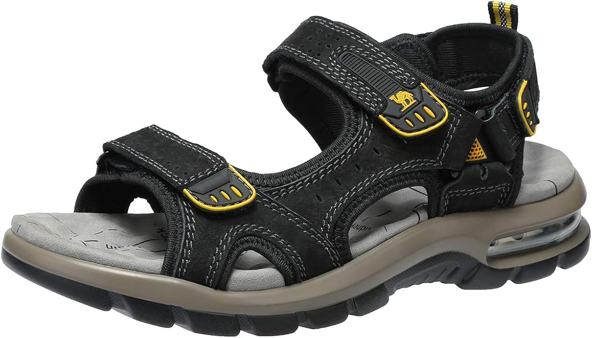 CAMEL CROWN Men's Leather Sandals for Hiking and Outdoor Activities