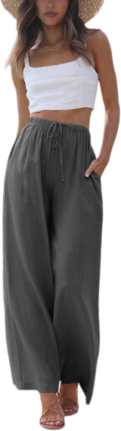 Faleave Women's Cotton Linen Summer Palazzo Pants for Style
