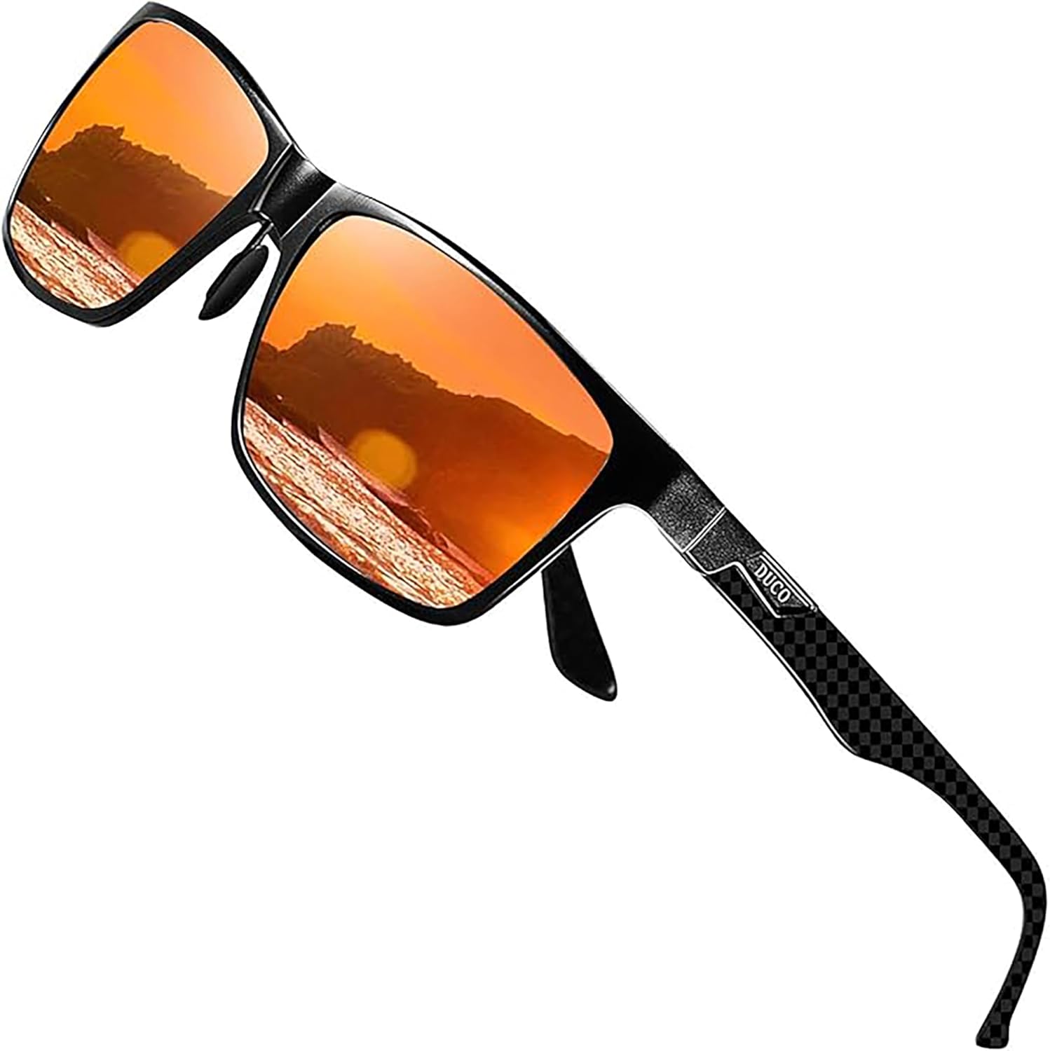 DUCO Mens Polarized Rectangle Sunglasses with UV400 Protection