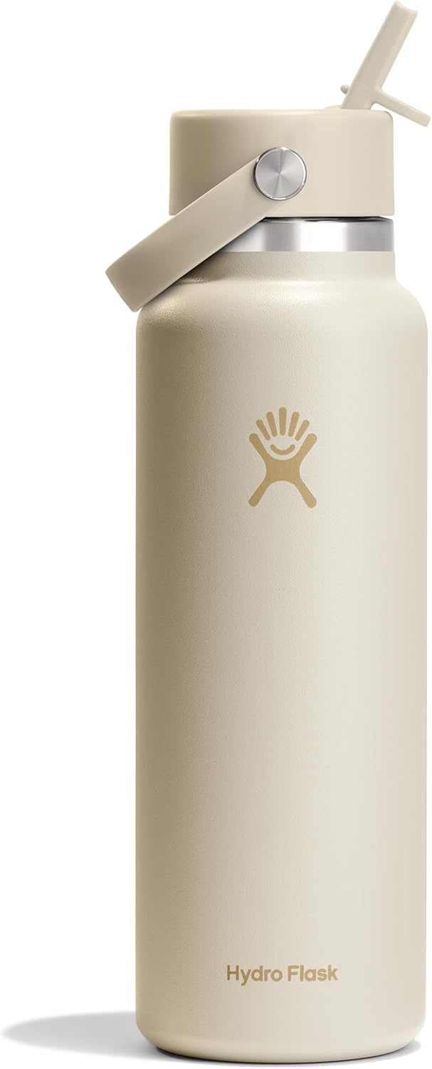 Hydro Flask Water Bottle 40 Oz Coconut Cream with Straw Lid