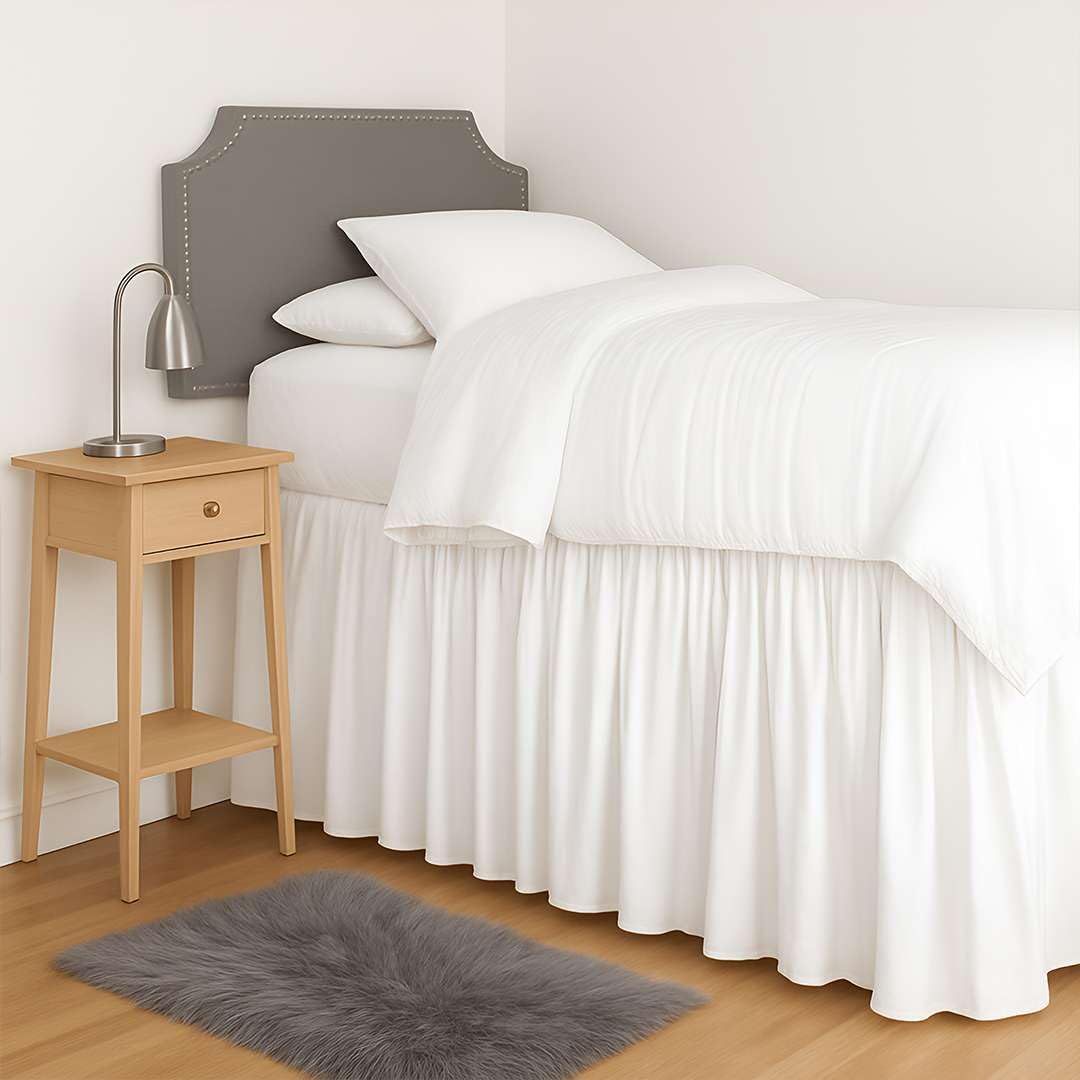 Dorm Bed Skirt Twin XL - 34 Inch Drop, Elegant Microfiber
