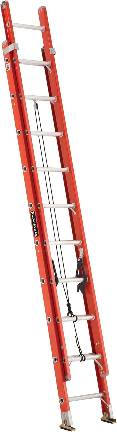 20-Foot Fiberglass Extension Ladder with 300-Pound Capacity