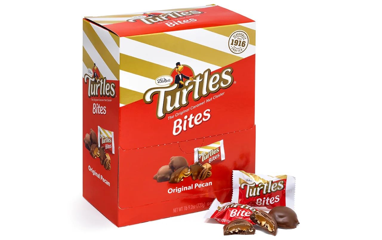 Turtles Bite Size Pecans Chocolate Caramel Bars 60 Count Pack