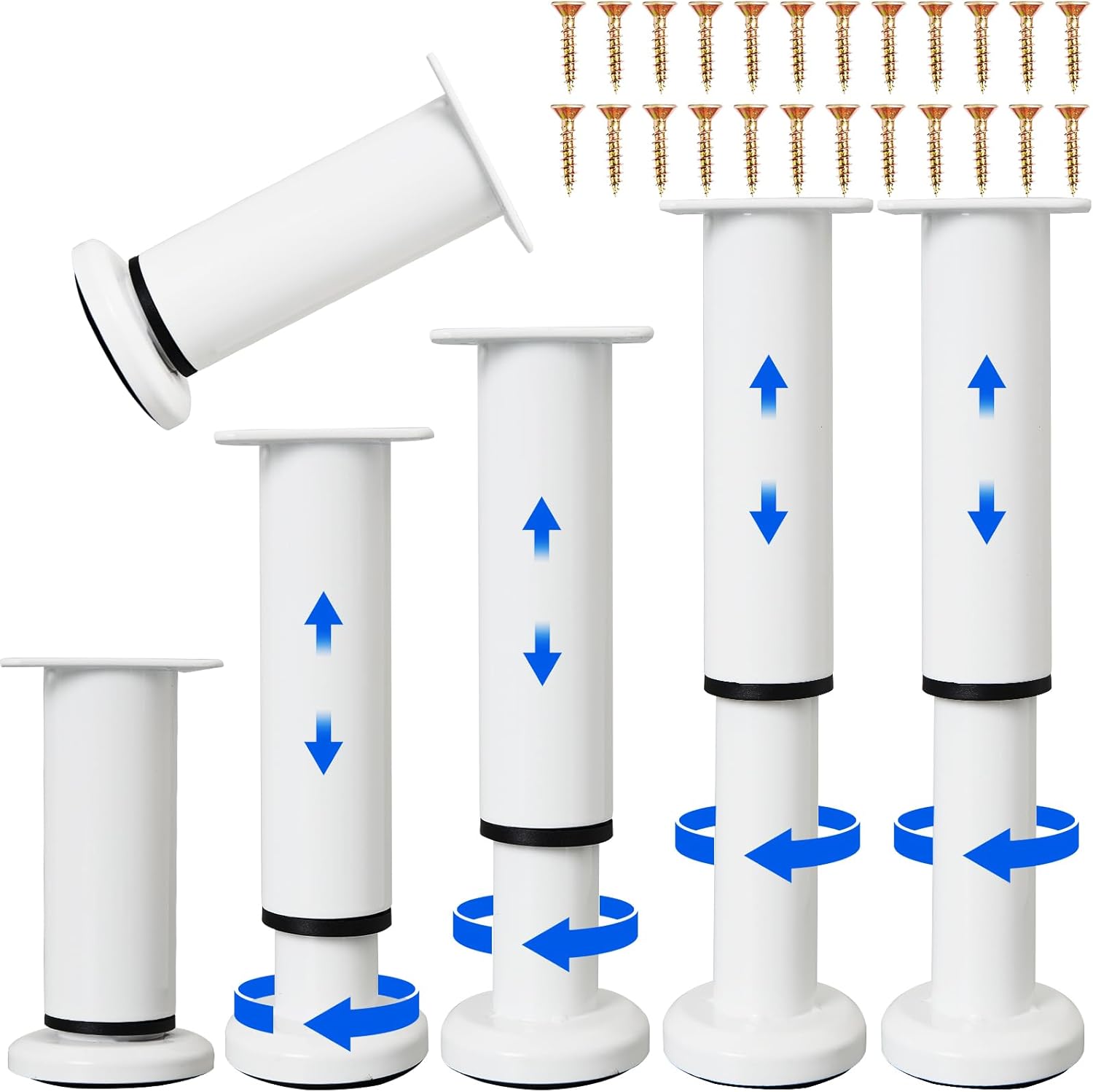 Adjustable Furniture Legs for Sofa, Bed, and Cabinet - Set of 6