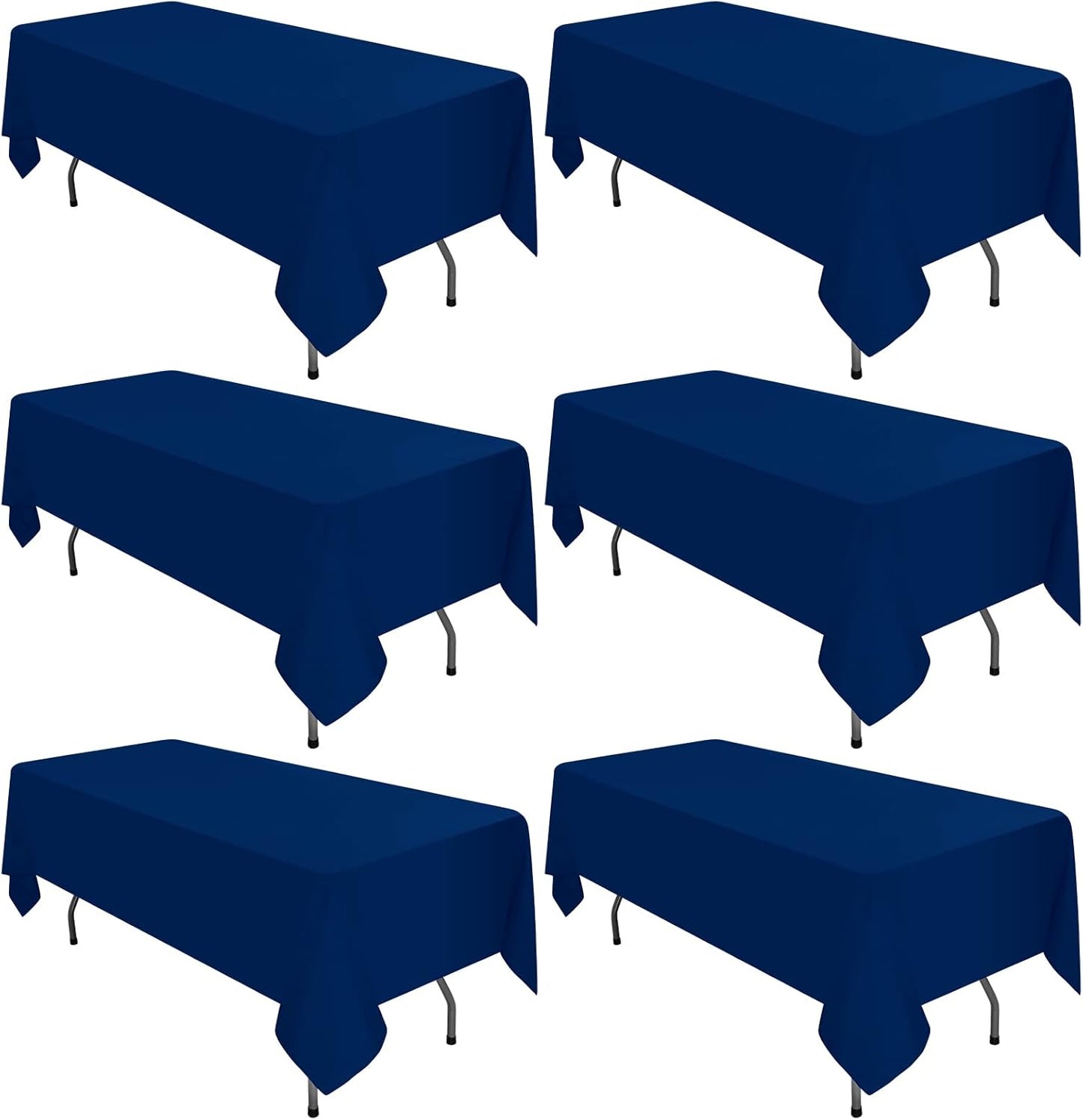 Navy Blue Tablecloths for 6ft Rectangle Tables - 6 Pack