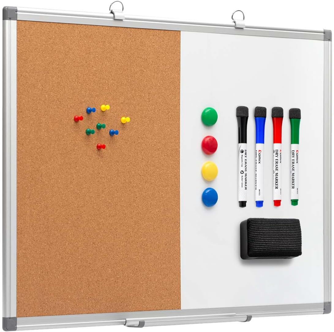 Comix Cork Board Magnetic Dry Erase Board Combo for Home Office