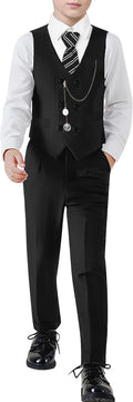 Boys Formal Suit Set Vest Pants Shirt Tie - Smart Wedding Outfit