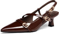 Womens Slingback Kitten Heels Patent Leather Pumps - Low 2.12in Heel