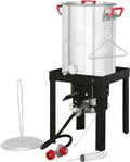 CreoleFeast Aluminum 30 Qt Turkey Fryer Pot Set - Outdoor Cooker