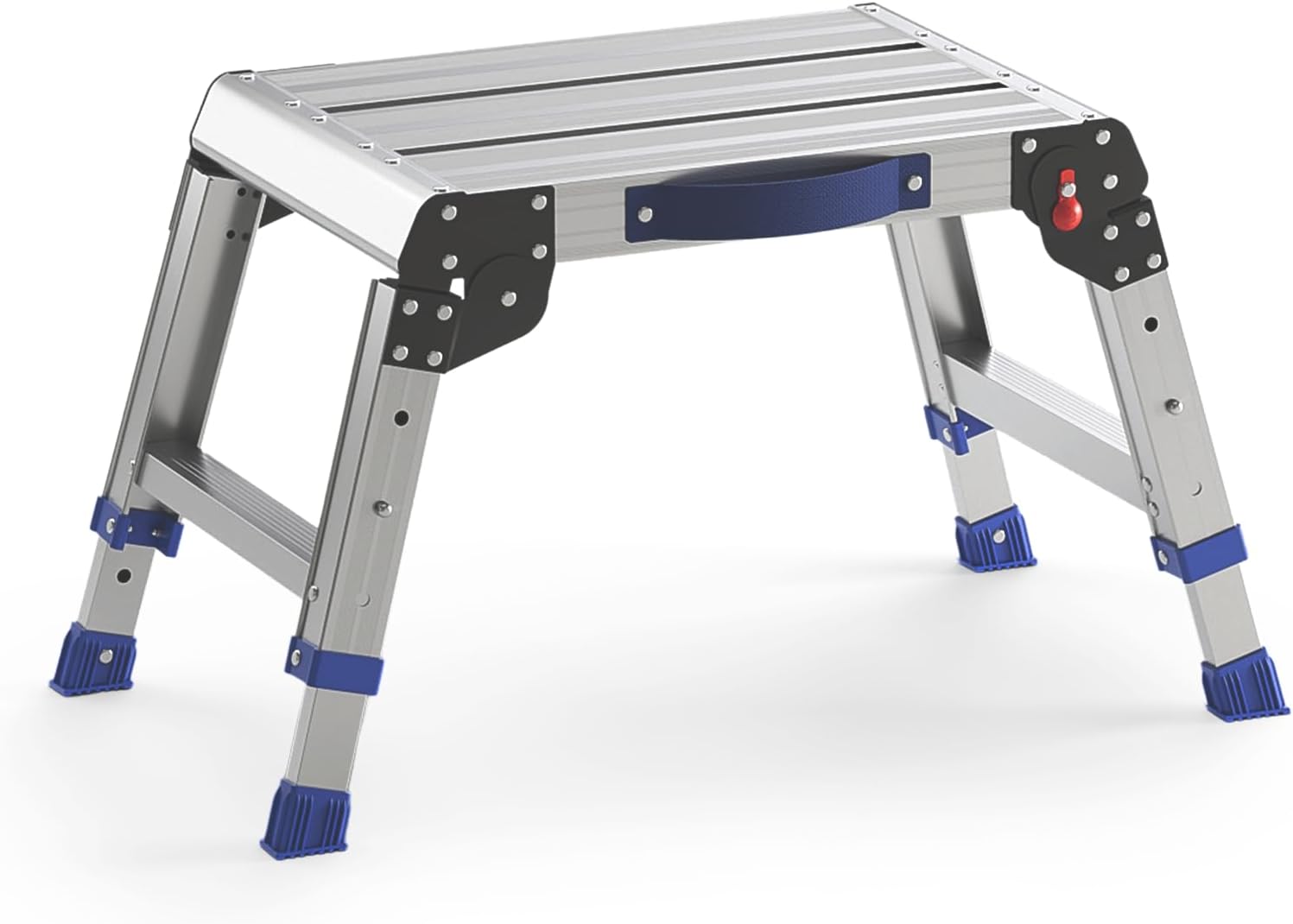 Folding Step Stool for Adults - Adjustable Height Aluminum Stool