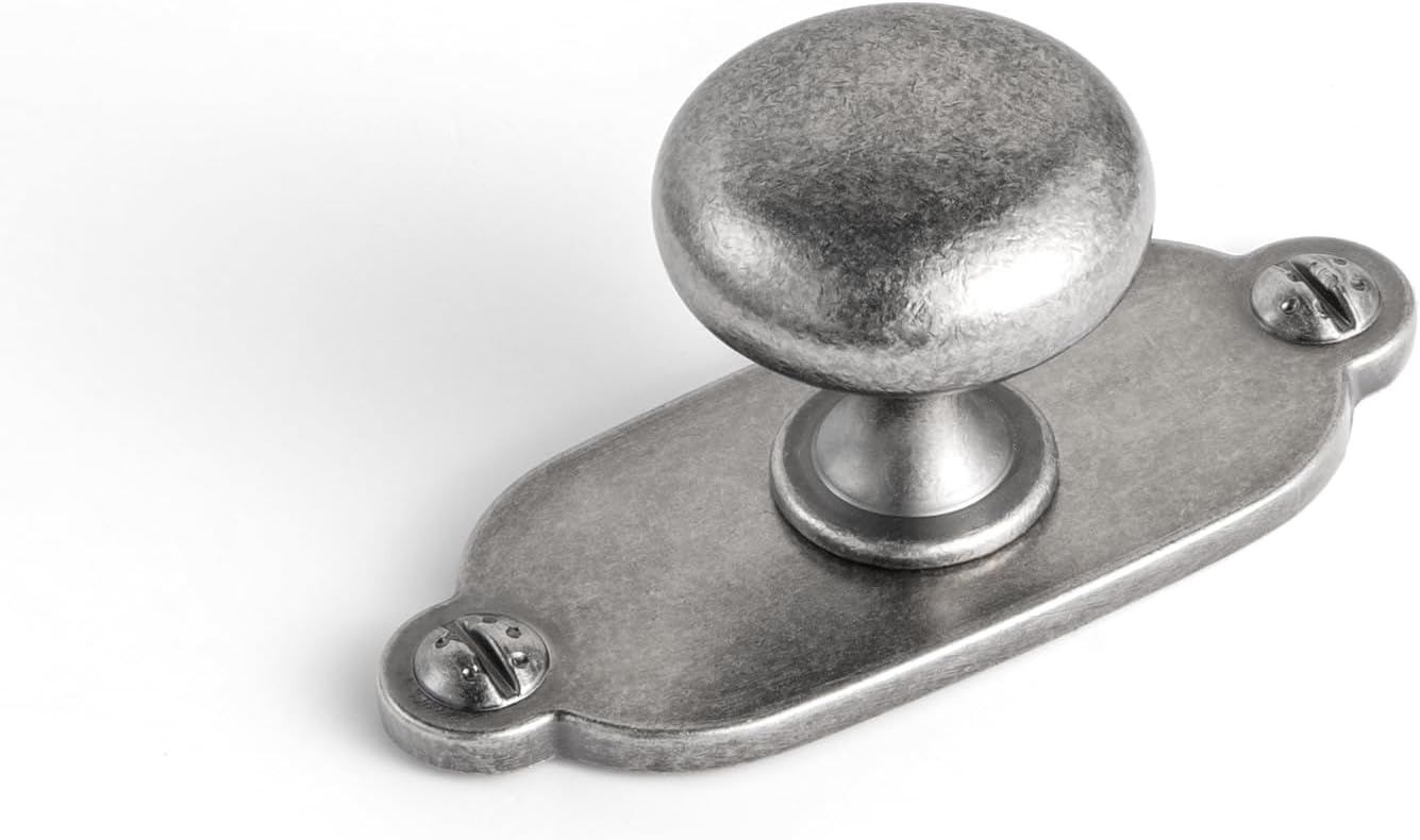 Goo-Ki Antique Sliver Zinc Alloy Cabinet Knob with Backplate