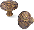 15 Pack Antique Brass Cabinet Knobs - Vintage Flower Design