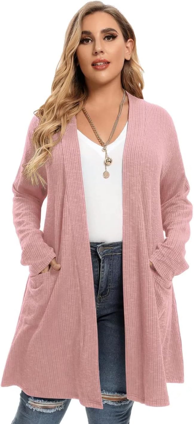 LARACE Open Front Knit Cardigan Sweaters for Women Plus Size