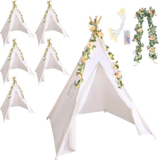 Cozy Kids Teepee Set: Rose Vine & Lights Included