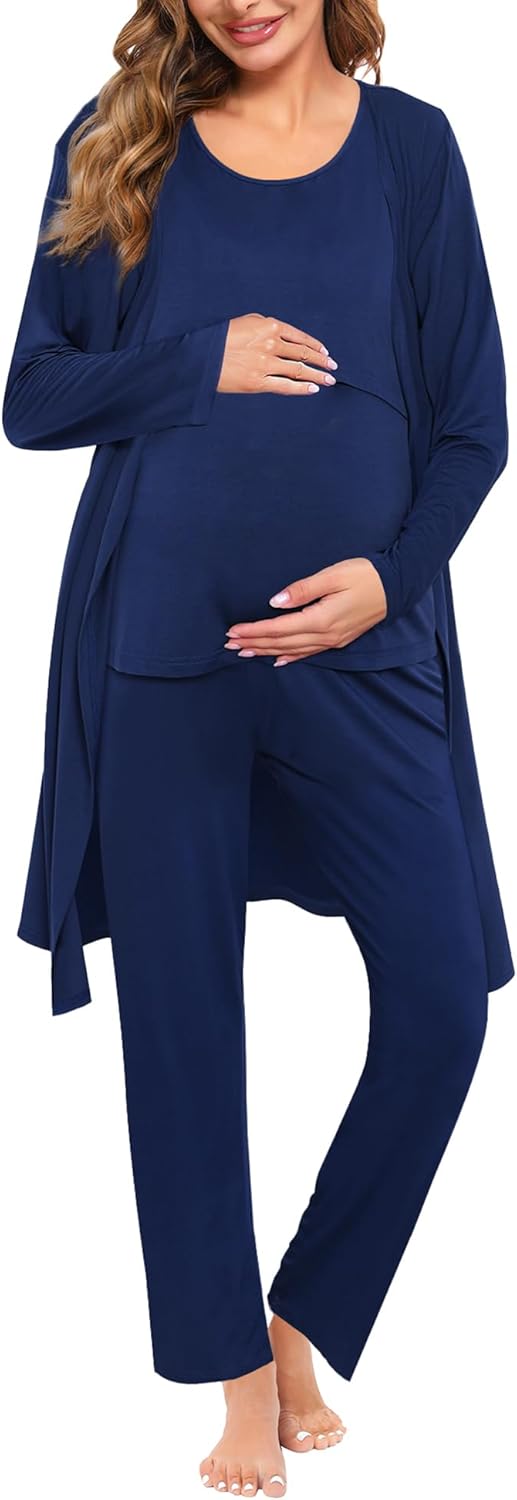 SWOMOG Maternity Nursing Robe Set for Comfortable Breastfeeding