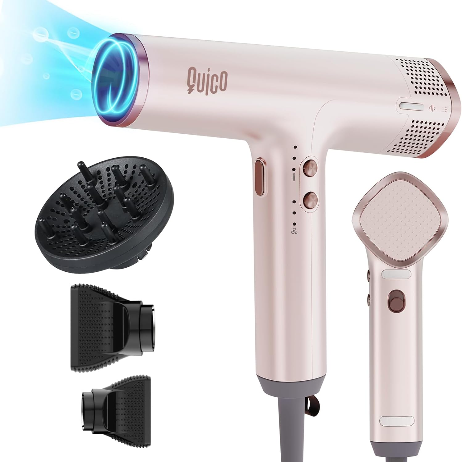 QUICO Pink Hair Dryer: 7X Faster Drying Speed