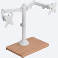 Freestanding Dual Monitor Stand with Solid Wood Base - Stable Desk