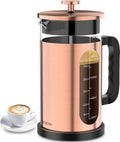 French Press Coffee Maker 34oz Copper - Durable Borosilicate