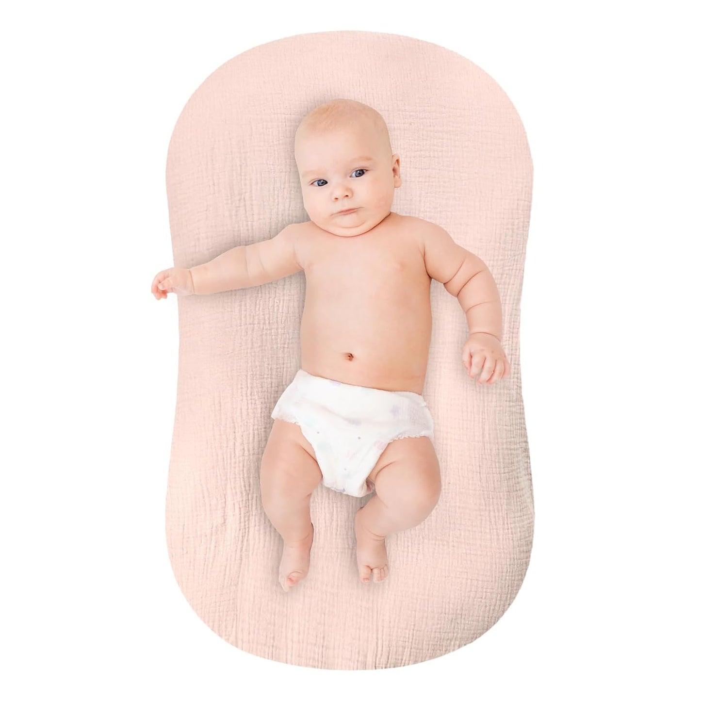 Breathable Muslin Cotton Baby Lounger Cover - Cozy Pink Pea Pod