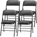 Folding Chairs Pack of 4 - Steel Frame Foam Padded Seats