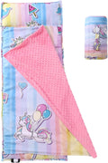 Toddler Nap Mat with Removable Pillow and Minky Blanket - Cozy Unicorn