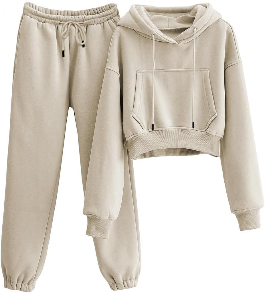 Stylish Sweatsuits for Women 2 Piece Set with Crop Hoodies