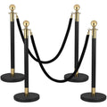 4 PCS Stainless Steel Stanchion Post Set with Velvet Ropes