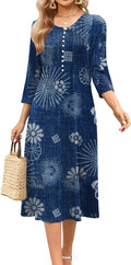Long Sleeve Dress for Women Casual V Neck Pleated Button Down