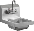 Stainless Steel Wall Mount Hand Sink 12in x 16in - Compact NSF Hand