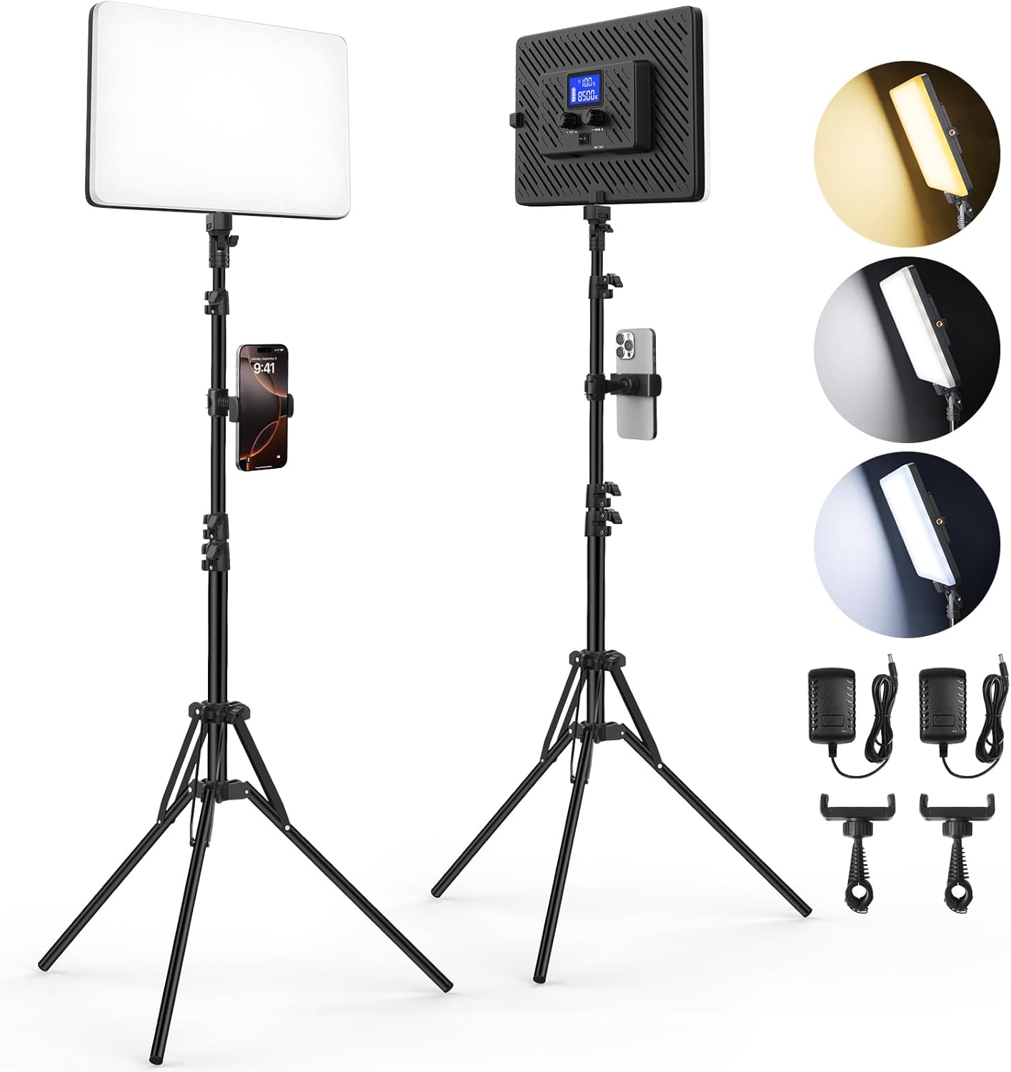 Bi-Color LED Video Light Panel Kit for Photography and Streaming