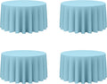 BRILLMAX 4 Pack Light Blue Round Tablecloths 120 in - Elegant Washable