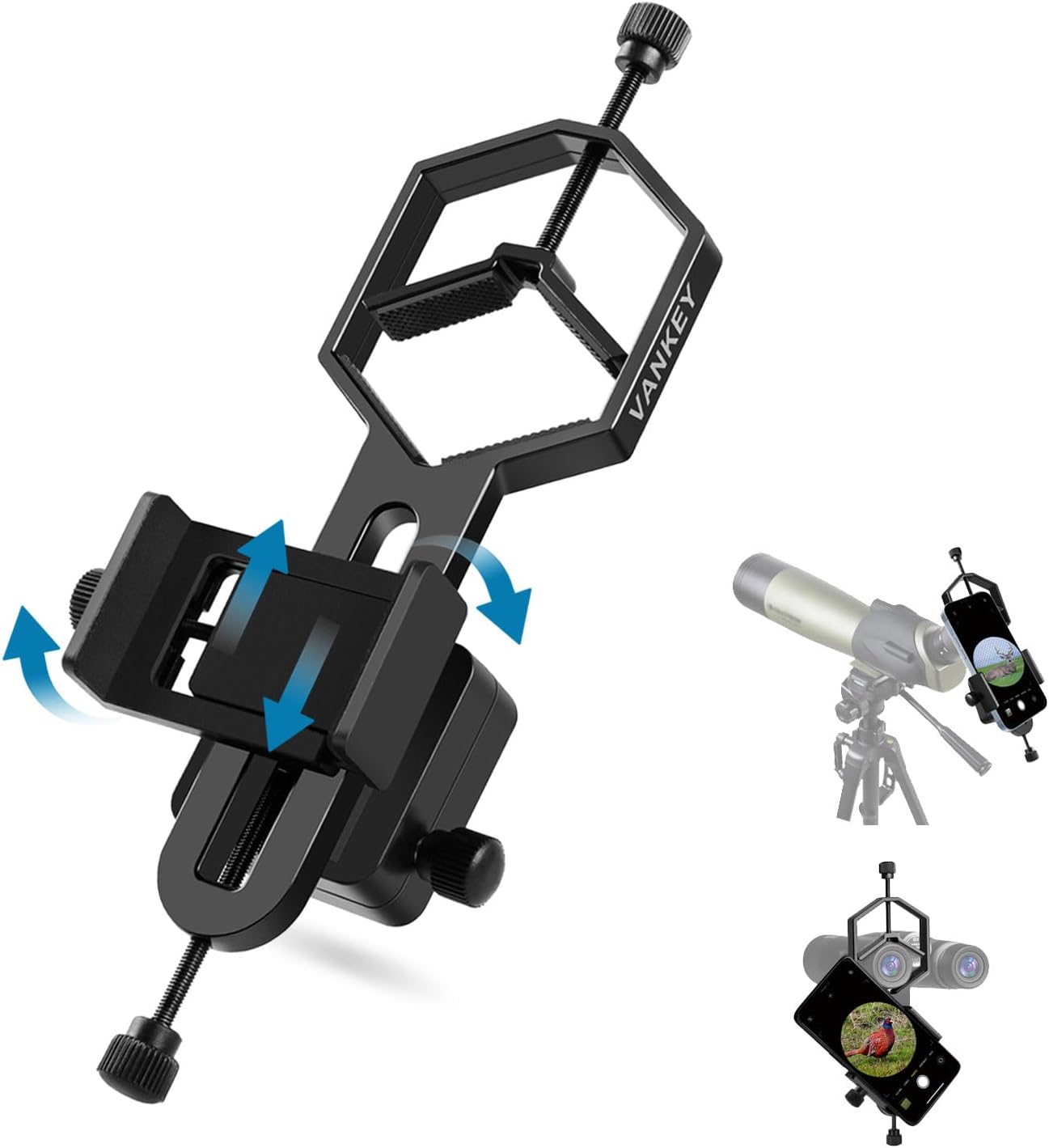 VANKEY 2-Axis Phone Scope Mount for Universal Spotting Scope